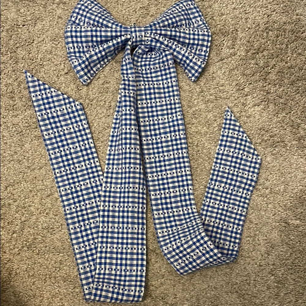 Heather Taylor Home Elegant Blue Checkered Bow